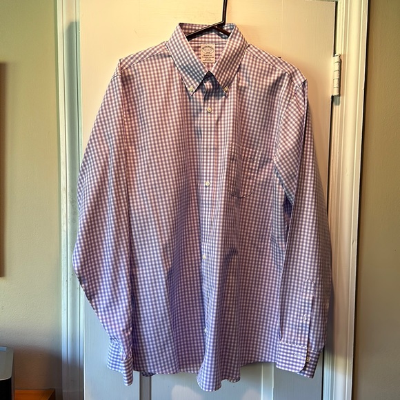 Men’s Brooks Brothers purple/white casual dress shirt, Regent fit size 16.5-6/7 - Picture 1 of 4